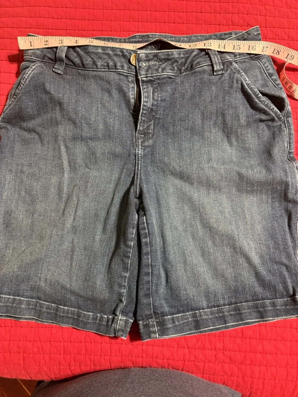 Lane Bryant Dark Blue Bermuda Denim Shorts - Picture 1 of 5
